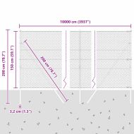 Оградa с колчета Сив 1.5 x 100 м Покрит със PVC стомана