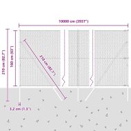 Стълб за ограда. Сив 100 x 1,6 м (25 мм мрежа) Стомана и PVC