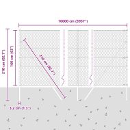 Оградa с колчета Сив 1.6 x 100 m Покрит със PVC стомана
