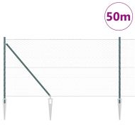 Оградa с колчета Зелен 1 x 50 m Покрит със PVC стомана