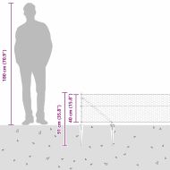 Оградa с колчета Сив 0.4 x 25 м Покрит със PVC стомана
