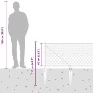 Оградa с колчета Сив 0.6 x 25 м Покрит със PVC стомана