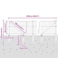 Оградa с колчета Сив 0.8 x 25 m Покрит със PVC стомана