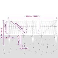 Оградa с колчета Сив 0.4 x 50 м Покрит със PVC стомана