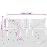 Оградa с колчета Сив 0.5 x 50 м Покрит със PVC стомана