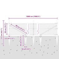 Оградa с колчета Сив 0.5 x 50 м Покрит със PVC стомана