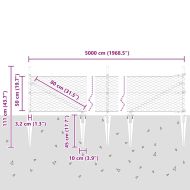 Оградa с колчета Сив 0.5 x 50 м Покрит със PVC стомана