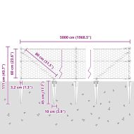 Оградa с колчета Сив 0.6 x 50 м Покрит със PVC стомана