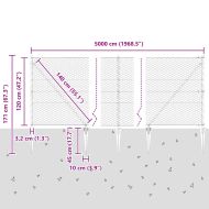 Оградa с колчета Сив 1.2 x 50 m Покрит със PVC стомана