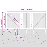Оградa с колчета Сив 1.4 x 50 m Покрит със PVC стомана