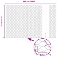 Оградa с колчета Сив 1.5 x 50 m Покрит със PVC стомана