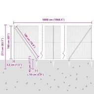 Оградa с колчета Сив 1.6 x 50 m Покрит със PVC стомана