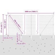 Оградa с колчета Сив 1.6 x 50 m Покрит със PVC стомана
