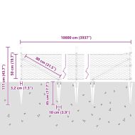 Оградa с колчета Сив 0.5 x 100 м Покрит със PVC стомана