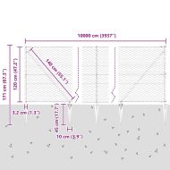 Оградa с колчета Сив 1.2 x 100 m Покрит със PVC стомана