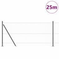 Оградa с колчета Сив 1 x 25 m Покрит със PVC стомана