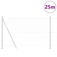 Оградa с колчета Сребрист 1.6 x 25 m Покрит със PVC стомана