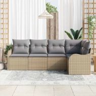 Градински Софа Комплект със съхранение 5 pcs Бежово полиратан