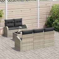 Градински Софа Комплект 6 pcs Светло сиво и тъмно сиво