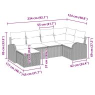 Комплект дивани с възглавница 6 pcs Кафяв и бял полиратан