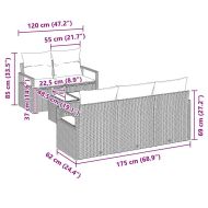 Комплект дивани с възглавница 6 pcs Черно полиратан