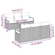 Градински Софа Комплект 7 pcs Светло сиво и тъмно сиво