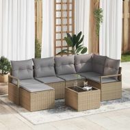 Градински Софа Комплект с възглавница 7 pcs Бежов и Светло Сив