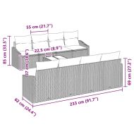 Комплект дивани с възглавница 7 pcs Черно полиратан