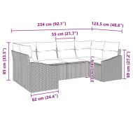 Градински Софа Комплект с възглавница 6 pcs Черен и кремав
