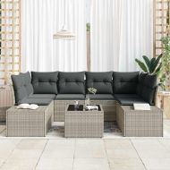 Градински Софа Комплект 8 pcs Светло сиво и тъмно сиво