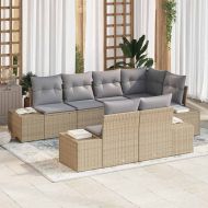 Градински Софа Комплект с възглавница 7 pcs Бежов и Светло Сив