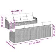 Градински Софа Комплект 9 pcs Черно и бяло
