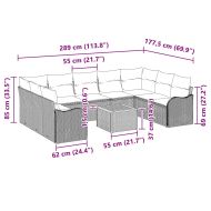 Градински Софа Комплект 10 pcs Сив
