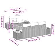 Градински Софа Комплект с възглавница 6 pcs Бежово Полиратан