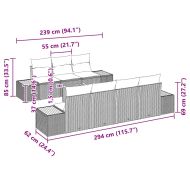 Градински Софа Комплект с възглавница 8 pcs Бежово Полиратан