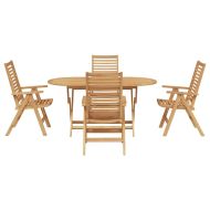 Комплект за хранене в градината 5 pcs Кафяво Тиково дърво масив