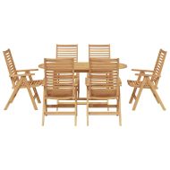 Комплект за хранене в градината 7 pcs Кафяво Тиково дърво масив