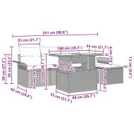 Градински Софа Комплект 6 pcs Светлосиво Полиратан