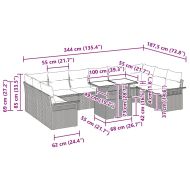 Градински Софа Комплект 11 pcs Кафяво Полипропилен Ратан
