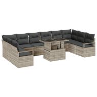 Градински Софа Комплект 11 pcs Светлосиво полиратан