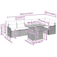 Градински Софа Комплект със съхранение 7 pcs Сив Полиратан