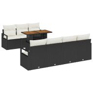 Градински Софа Комплект със съхранение 8 pcs Черно Полиратан