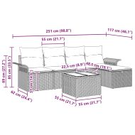 Градински Софа Комплект 6 pcs Светлосиво полиратан