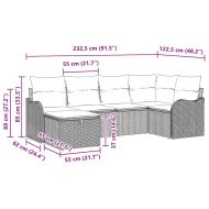 Градински Софа Комплект 6 pcs бежово и светлосиво Полиратан