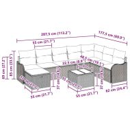 Комплект дивани с възглавница 9 pcs Светлосиво полиратан