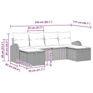 Комплект дивани с възглавница 6 pcs Черен и кремав полиратан