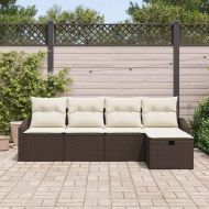 Комплект дивани с възглавница 5 pcs Кафяво полиратан