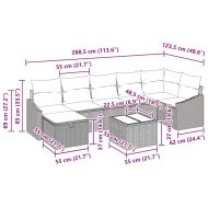 Градински Софа Комплект 8 pcs Светлосиво Полиратан