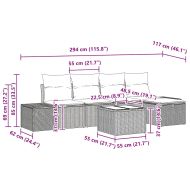 Градински Софа Комплект 6 pcs Светлосиво полиратан