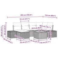 Градински Софа Комплект с възглавница 7 pcs Кафяво полиратан